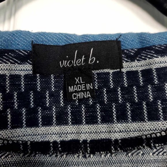 Women's XL Violet B.  Navy Blue Striped Jacket - Picture 9 of 10